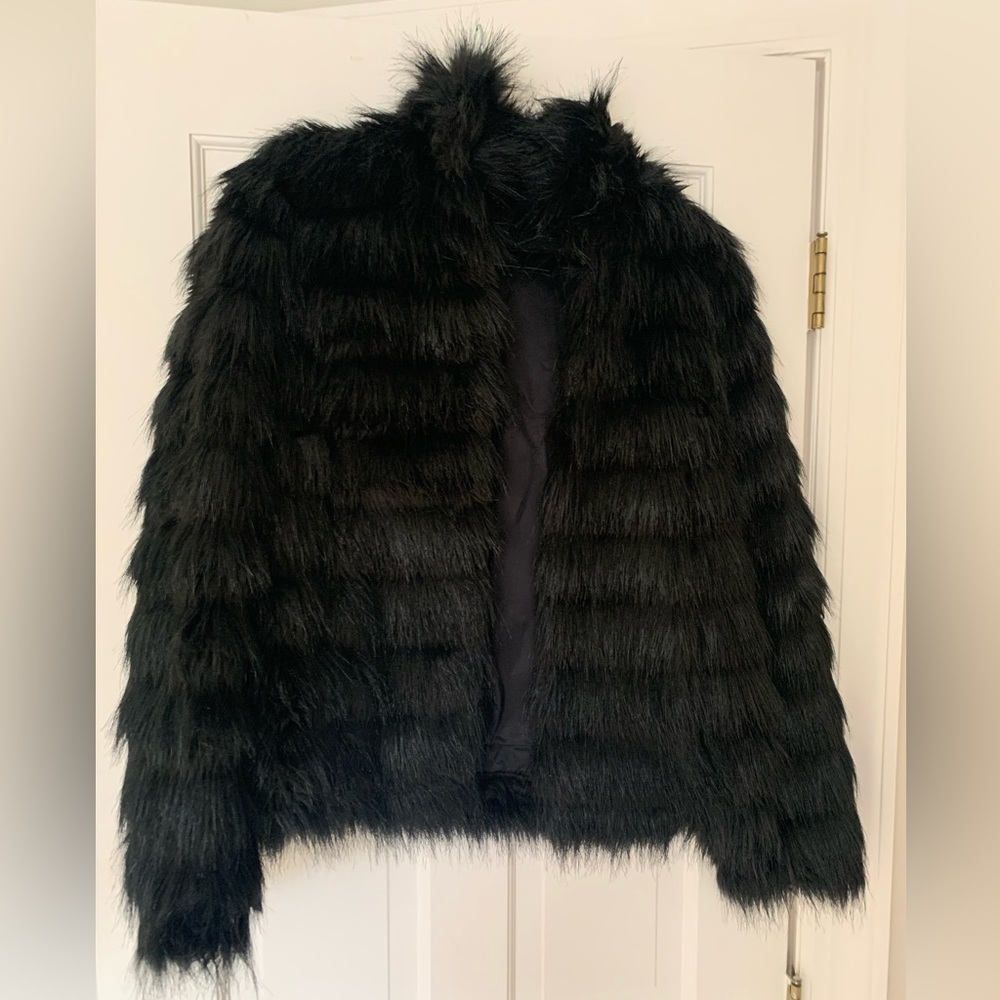 Whistles faux fur black coat- Medium